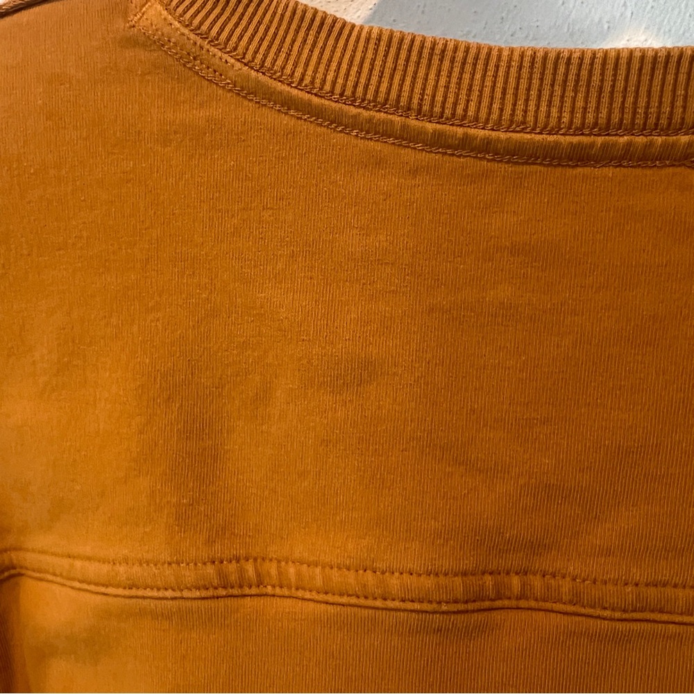 Lululemon Cropped Crew Neck Terry Sweater Raw Shoulder Seams Cuffed Sleeves - Picture 5 of 6